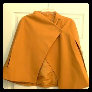 Cape, mustard, button, lined,